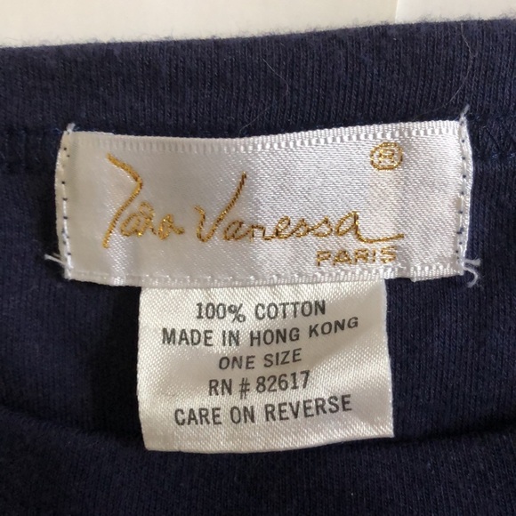 Tara Vanessa ONE SIZE (XL) T-shirt Dark Blue Navy & Gold 4 Crystal Embellished - Picture 4 of 7